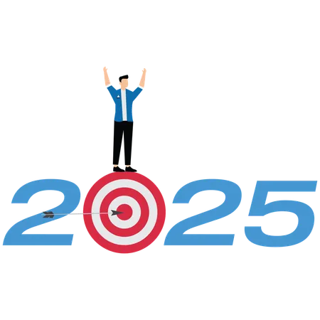 Businessman with Year-2025-target  Illustration