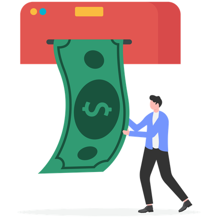 Businessman withdrawing cash  Illustration