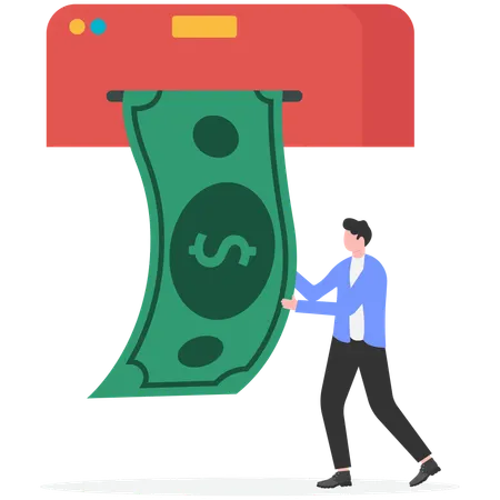 Businessman withdrawing cash  Illustration