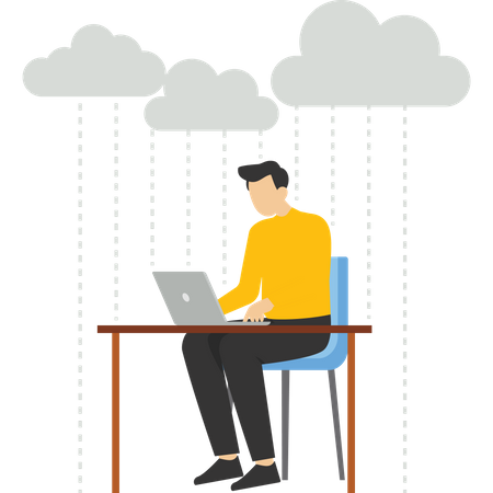 Businessman without umbrella to protect the rain  Illustration