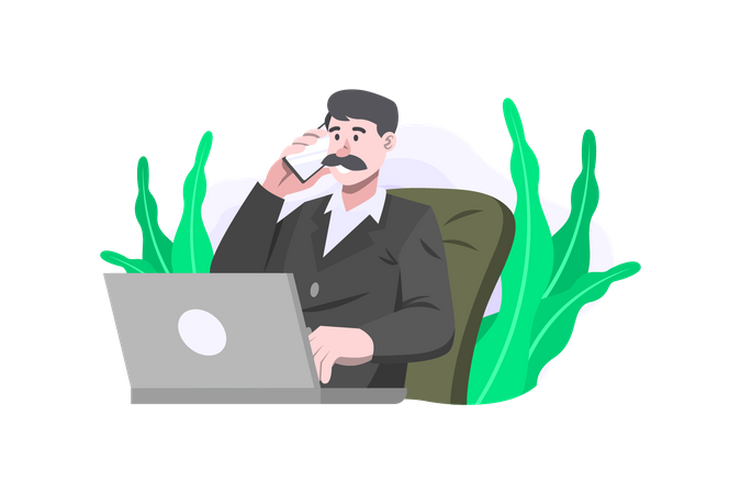 Businessman work during working hours  Illustration