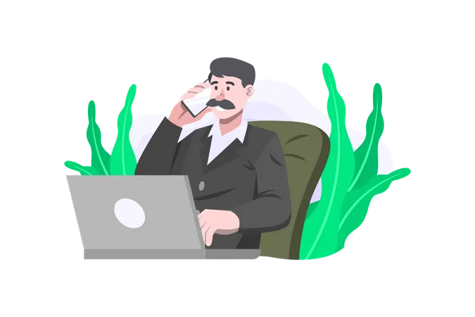 Businessman work during working hours  Illustration