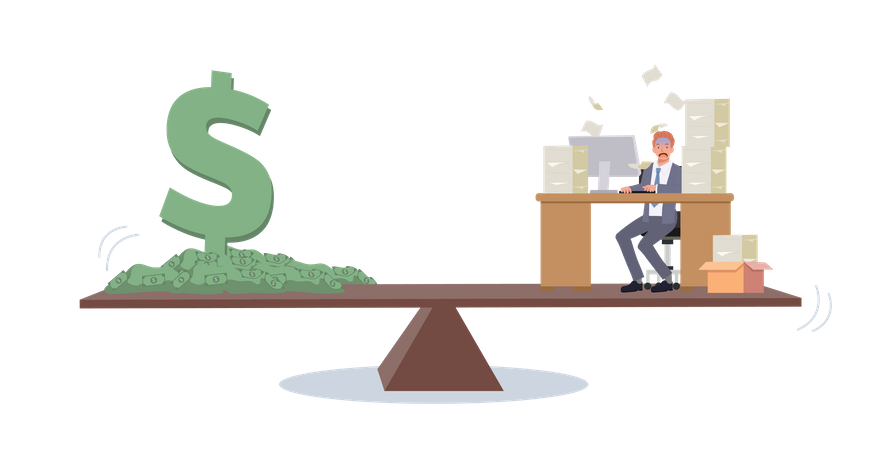 Businessman work hard for money  Illustration