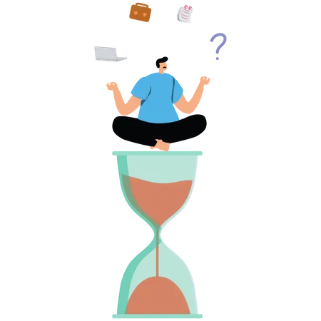 Businessman work in an hourglass  Illustration
