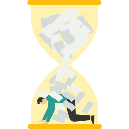 Businessman work in an hourglass  Illustration
