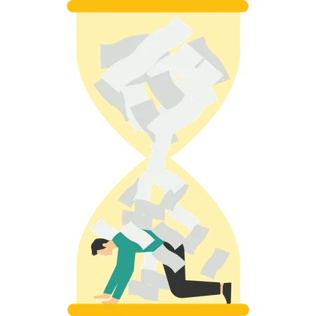 Businessman work in an hourglass  Illustration