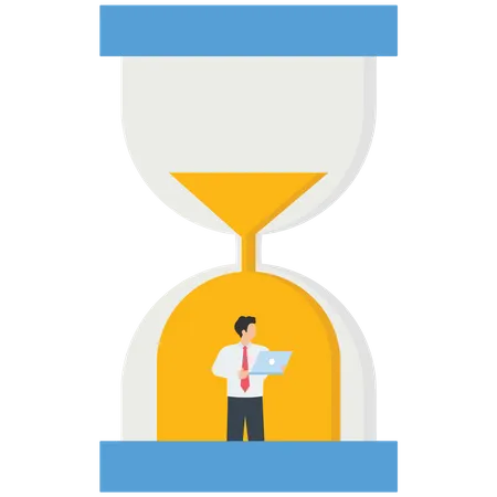 Businessman work in an hourglass  Illustration