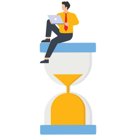 Businessman work on a hourglass  Illustration