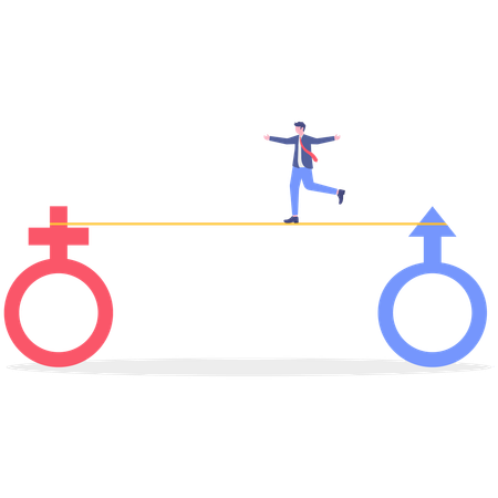 Businessman work on gender equality  Illustration