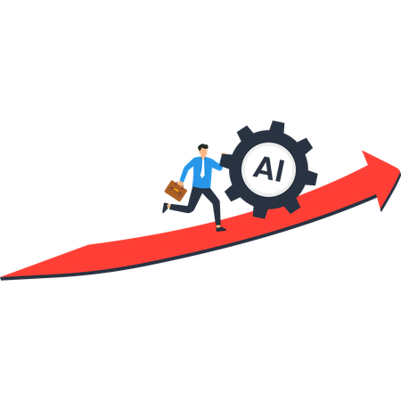 Businessman workig on AI Business Growth  Illustration