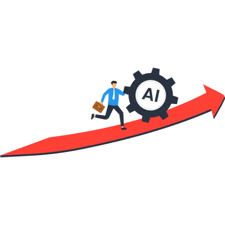 Businessman workig on AI Business Growth  Illustration