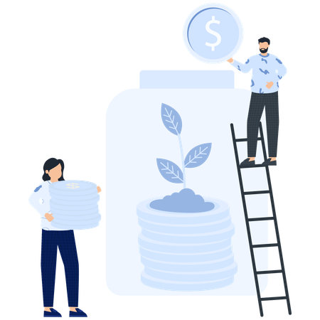 Businessman workig on financial freedom  Illustration