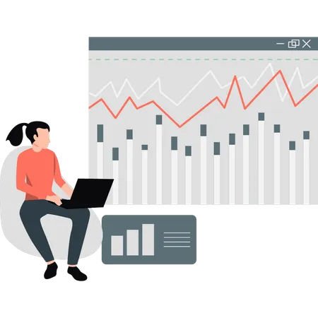 Businessman working about finance chart  Illustration