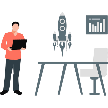 Businessman working about startup rocket  Illustration