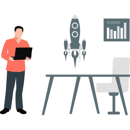 Businessman working about startup rocket  Illustration