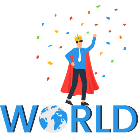 Businessman working as global leader  Illustration