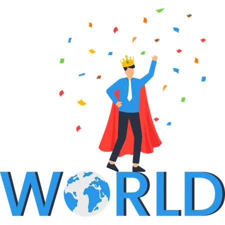 Businessman working as global leader  Illustration