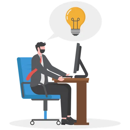 Businessman Working At His Desk  Illustration