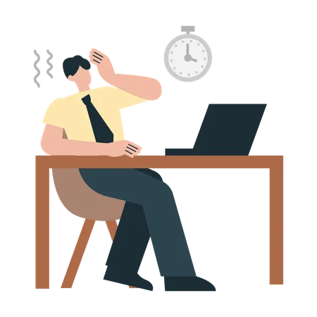 Businessman working at Late Hours  Illustration