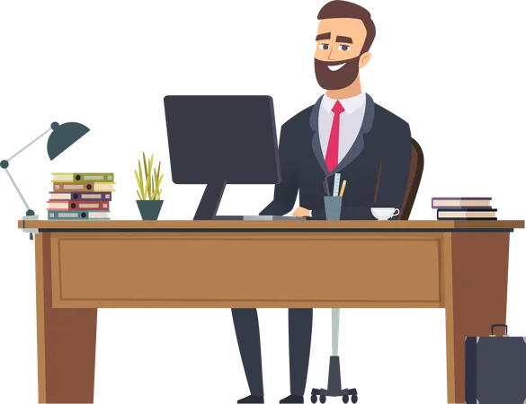 Businessman working at office  Illustration