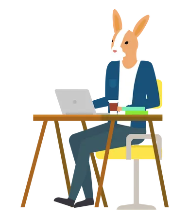 Businessman working at office  Illustration