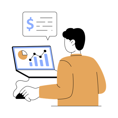 Businessman working at office desk  Illustration