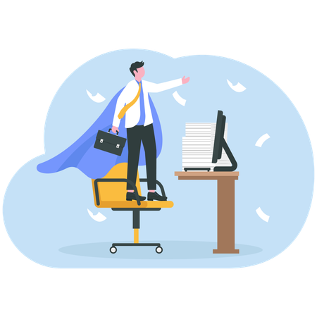Businessman working at office  Illustration