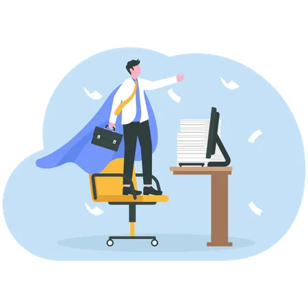Businessman working at office  Illustration