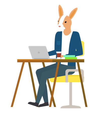 Businessman working at office  Illustration