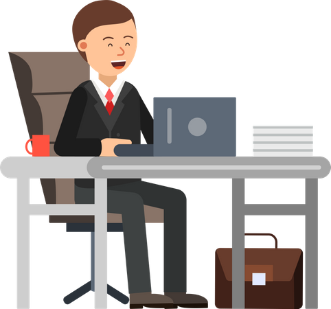 Businessman working at office  Illustration