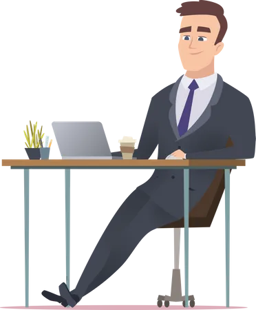 Businessman working at office  Illustration