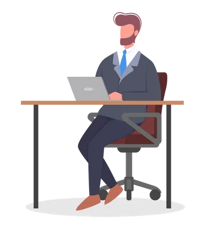 Businessman working at office  Illustration