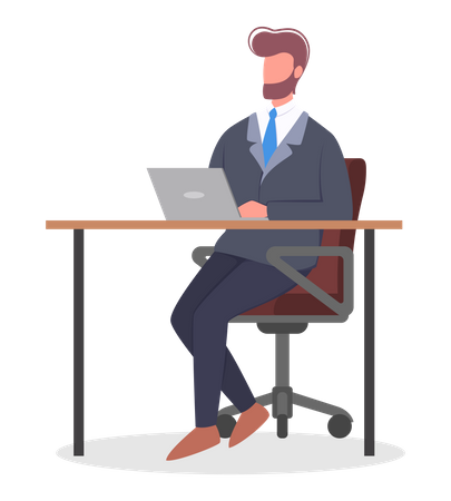 Businessman working at office  Illustration