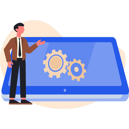 Businessman working call center services  Illustration