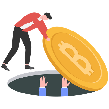 Businessman working cryptocurrency crisis  Illustration