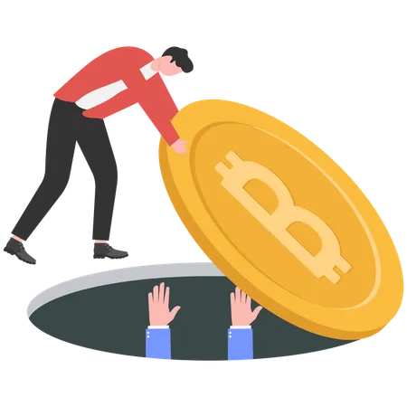 Businessman working cryptocurrency crisis  Illustration