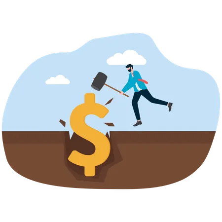 Businessman working for financial stability  Illustration