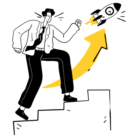 Businessman working for Scaling the Business  Illustration