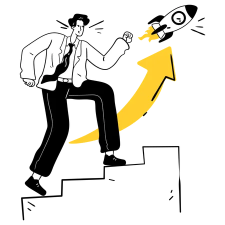 Businessman working for Scaling the Business  Illustration