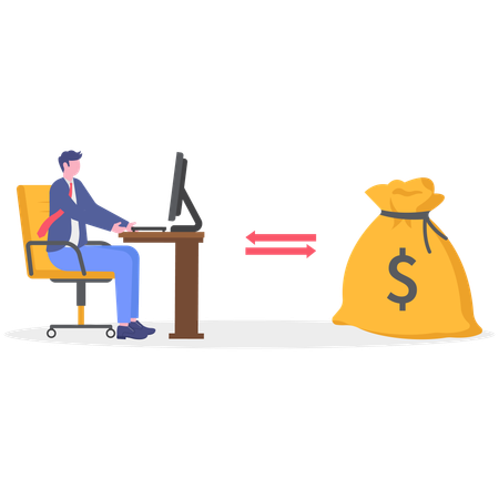Businessman working for Wealth  Illustration