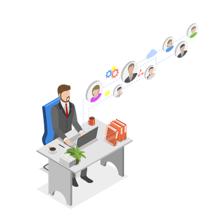 Businessman working from Home  Illustration