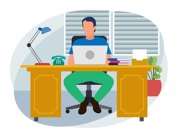 Businessman working from home Illustration