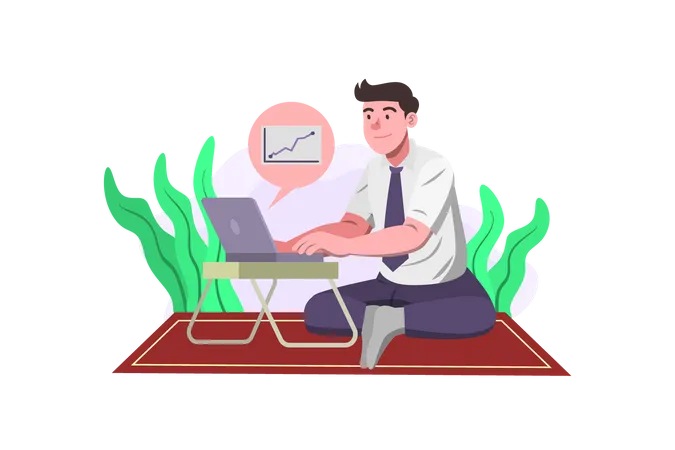 Businessman working from home  Illustration