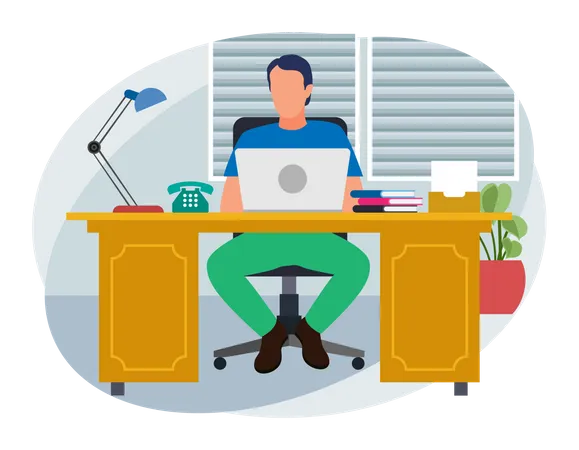 Businessman working from home  Illustration