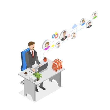 Businessman working from Home  Illustration