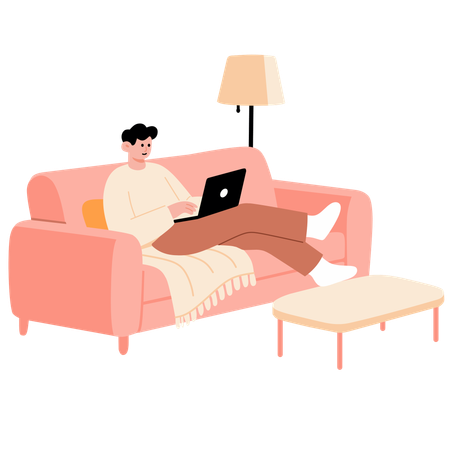Businessman working from home  Illustration