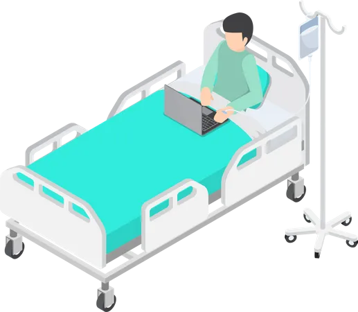 Businessman Working from hospital  Illustration