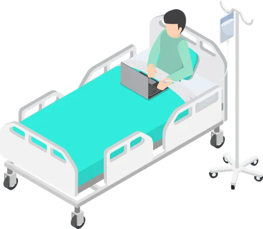 Businessman Working from hospital  Illustration