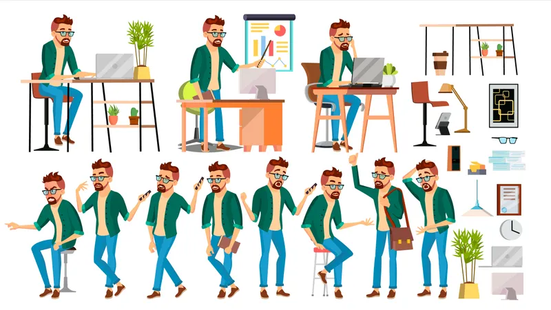 Businessman Working Gesture  Illustration