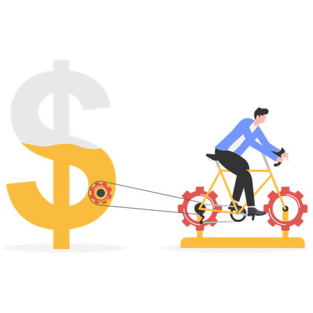Businessman working hard for income and salary growth  Illustration